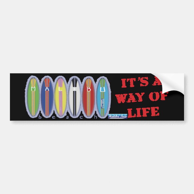 Malibu Beach Surfboards Bumper Sticker (Front)