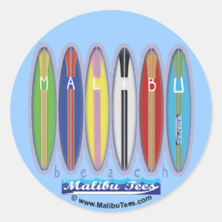 Malibu Beach Surfboards Classic Round Sticker