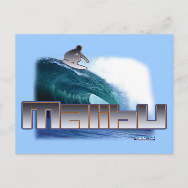 Malibu Beach Surfing Postcard (Front)