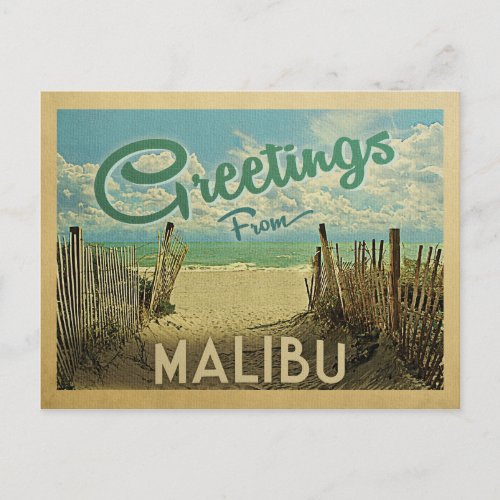 Malibu Beach Vintage Travel Postcard