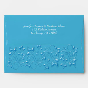 Malibu Blue, Green Floral A7 Invitation Envelope