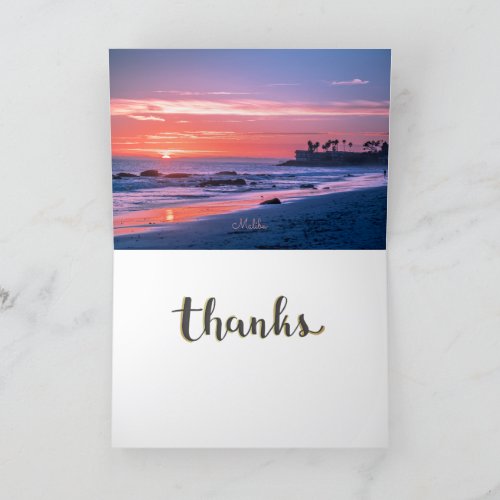 Malibu CA beautiful beach scene Thank You Card