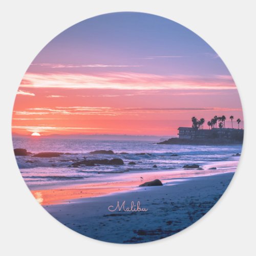 Malibu CA beautiful scenic photograph  Classic Round Sticker