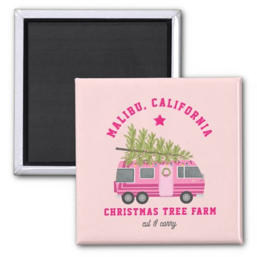 Malibu California Christmas Tree Farm Pink RV Magnet