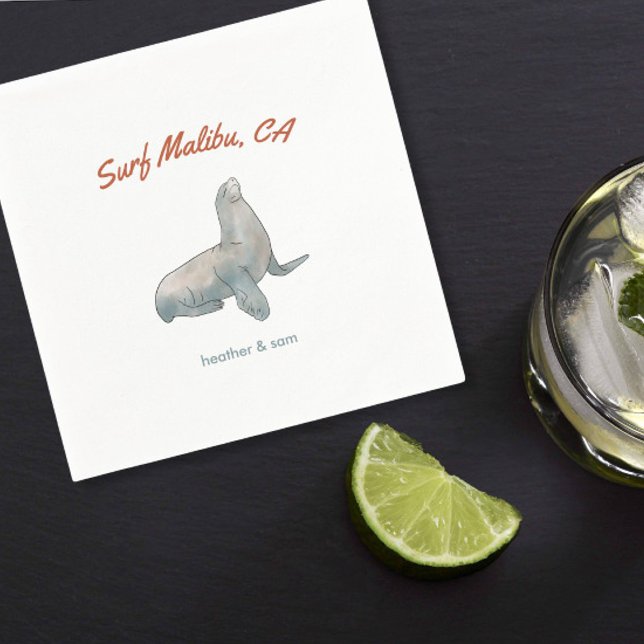 Malibu California Custom Wedding Paper Napkin (Creator Uploaded)