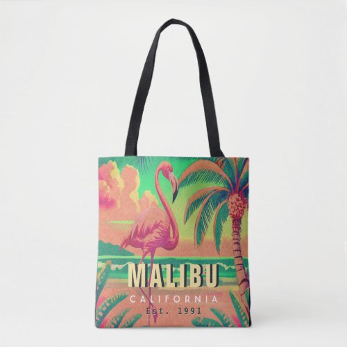 Malibu California Retro Flamingo Souvenirs 1950s Tote Bag