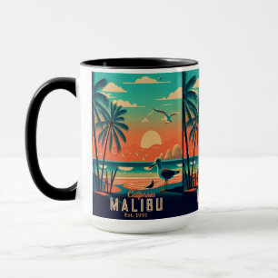 Malibu California Retro Sunset Souvenirs 1950s Mug