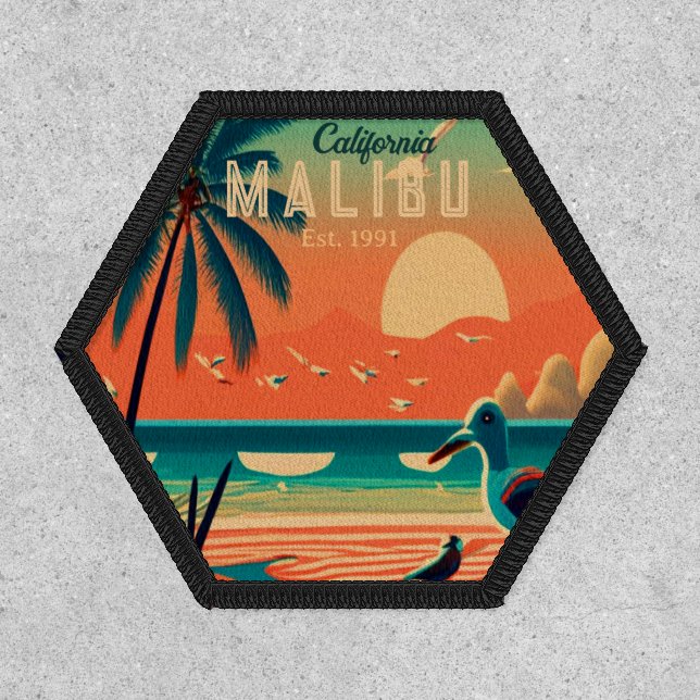 Malibu California Retro Sunset Souvenirs 1950s Patch (Front)