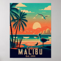 Malibu California Retro Sunset Souvenirs 1950s