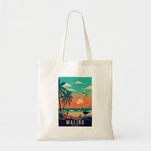 Malibu California Retro Sunset Souvenirs 1950s Tote Bag