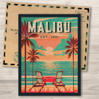 Malibu California Retro Sunset Souvenirs 1970s