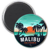 Malibu California Retro Sunset Tropical Souvenirs Magnet (Front)