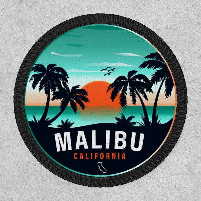 Malibu California Retro Sunset Tropical Souvenirs Patch (Front)