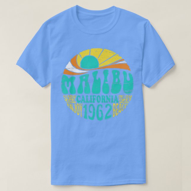 Malibu California Retro Surf Team Beach   T-Shirt (Design Front)