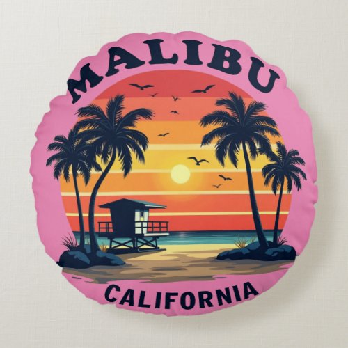 MALIBU CALIFORNIA ROUND PILLOW