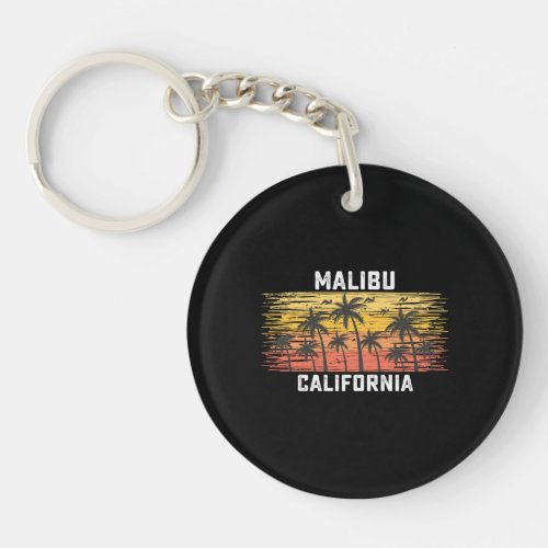 Malibu California Summer Retro VIntage Vacation Keychain