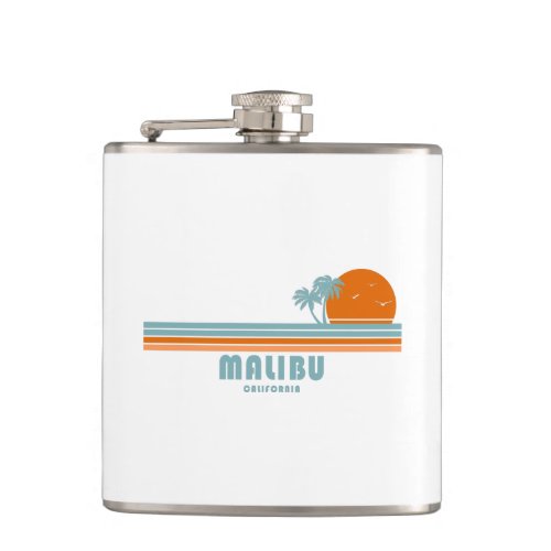 Malibu California Sun Palm Trees Flask