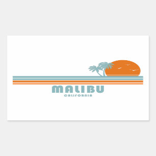 Malibu California Sun Palm Trees Rectangular Sticker