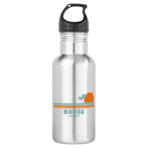 Malibu California Sun Palm Trees Stainless Steel Water Bottle