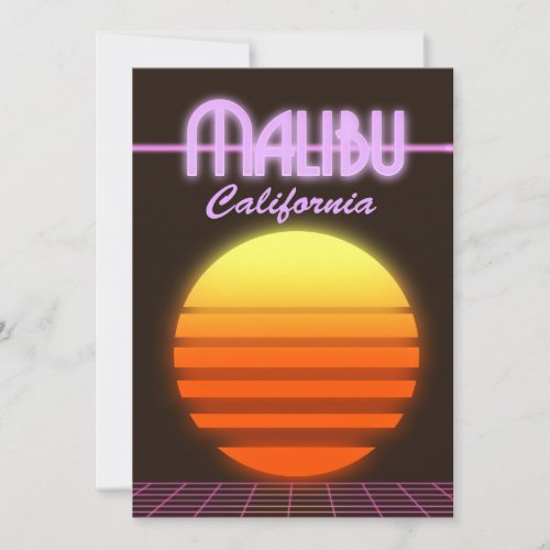 Malibu California sunset travel poster Invitation