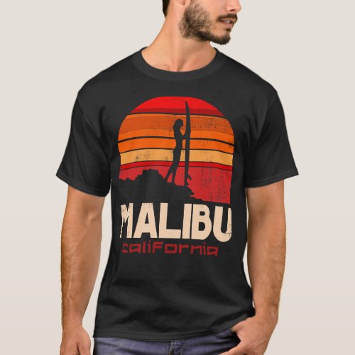 Malibu california surf beach girl sunset T_Shirt
