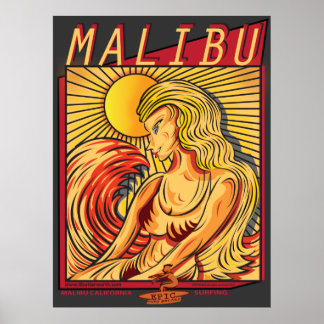 MALIBU CALIFORNIA SURFBREAK SURFING POSTER