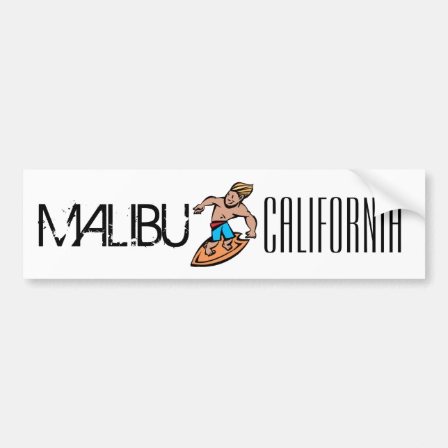 Malibu California surfer cartoon bumper sticker (Front)