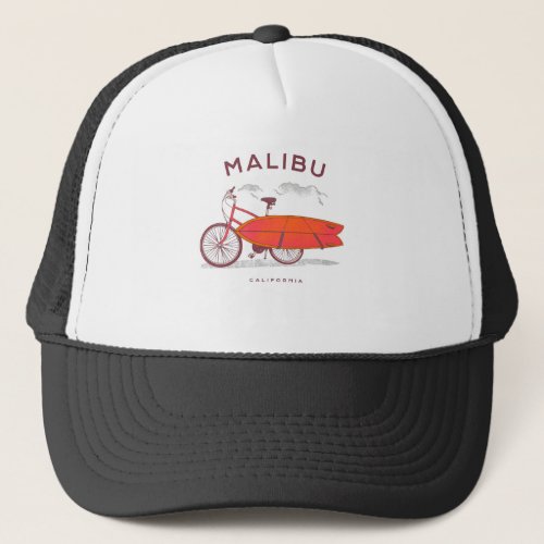 Malibu California Vintage Beach SurfingSurf Trucker Hat