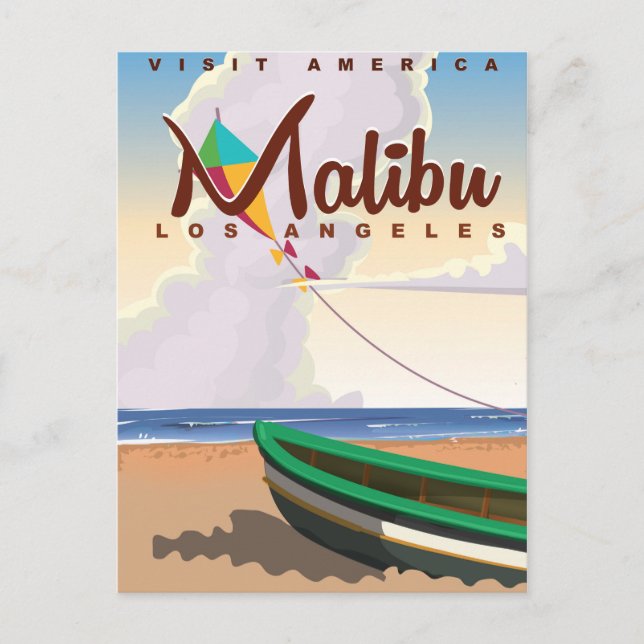 Malibu California Vintage Travel Poster Postcard (Front)