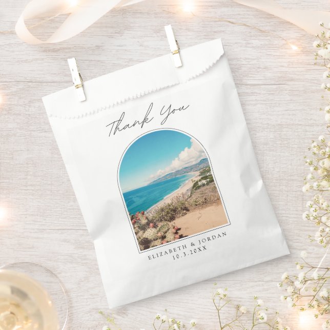Malibu California Wedding Thank You Photo Favor Bag (Clipped)