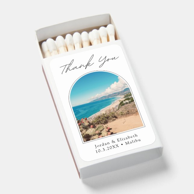 Malibu California Wedding Thank You Photo Matchboxes (Front Open)