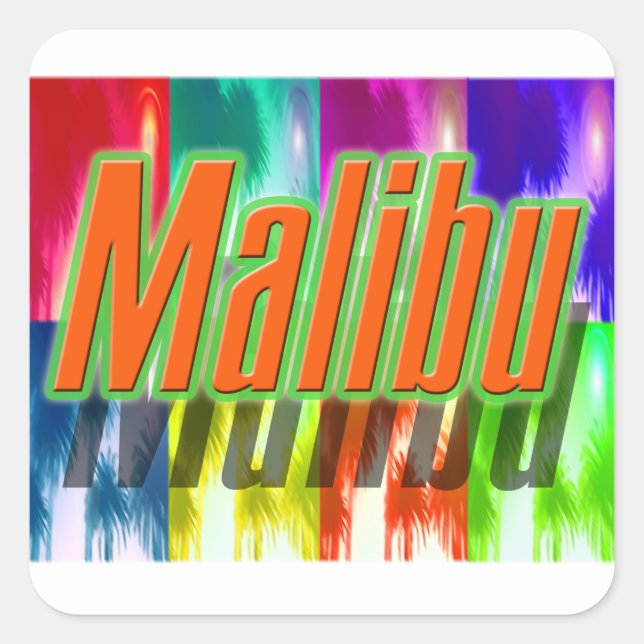 "Malibu" Colorful Palms Sticker (Front)