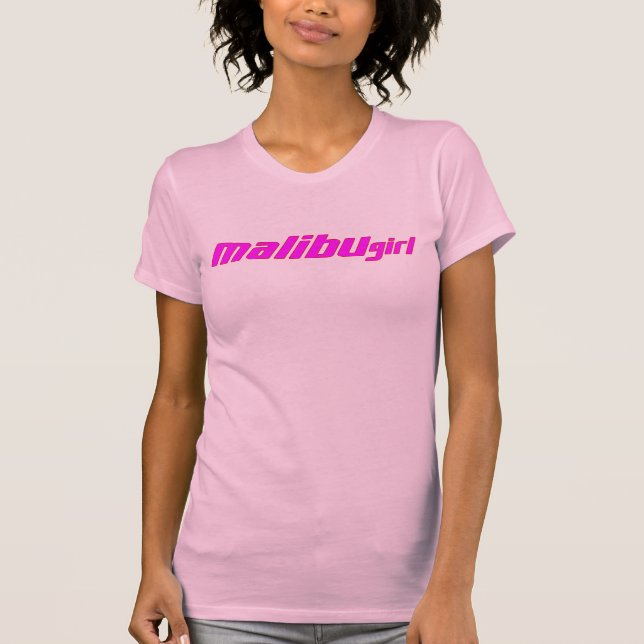 Malibu Girl Hot Pink Red Outline T-Shirt (Front)