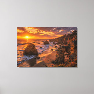 Malibu Golden Coast Sunset California Landscape Canvas Print