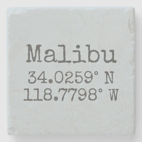 Malibu Latitude Longitude Stone Coaster