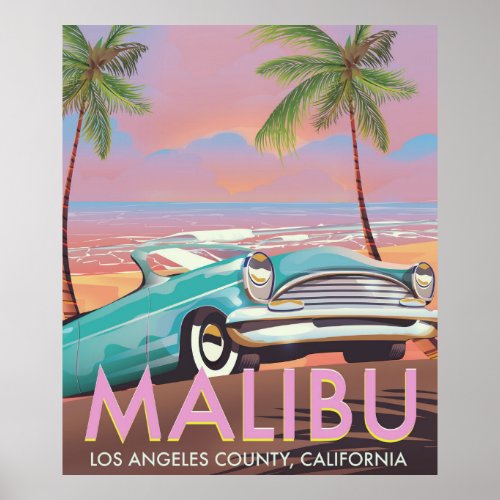 Malibu Los Angeles California travel poster