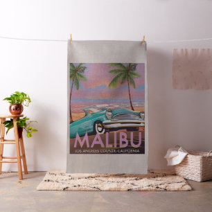 Malibu, Los Angeles, California travel poster Fabric