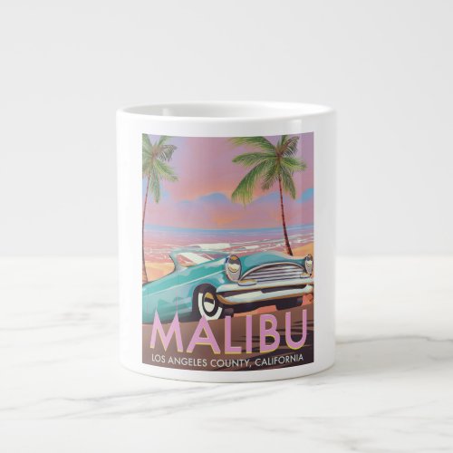Malibu Los Angeles California travel poster Large Coffee Mug