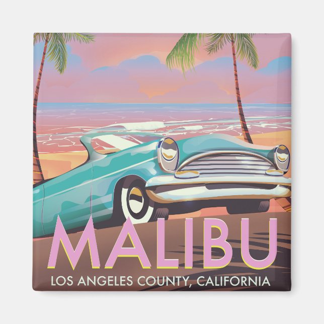 Malibu, Los Angeles, California travel poster Magnet (Front)