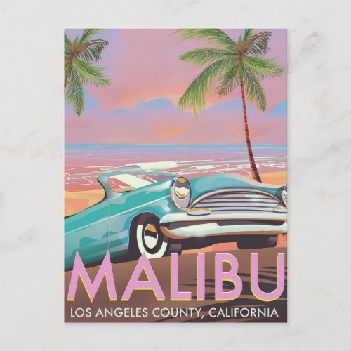 Malibu Los Angeles California travel poster Postcard