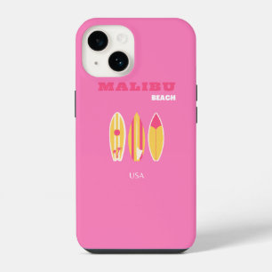 Malibu, Malibu Beach, California, Preppy, Pink iPhone 14 Case