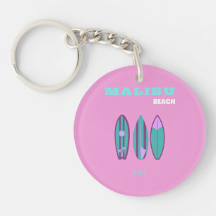 Malibu, Malibu Beach, California, Preppy, Pink Keychain