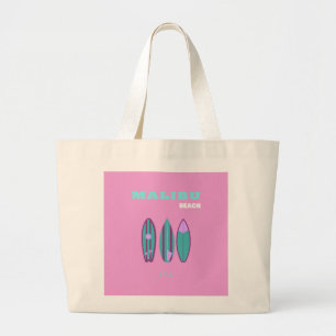 Malibu, Malibu Beach, California, Preppy, Pink Large Tote Bag
