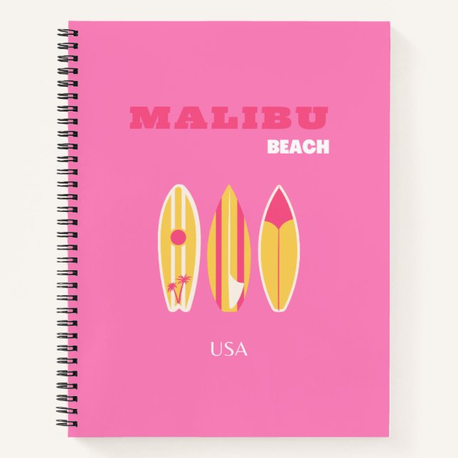 Malibu, Malibu Beach, California, Preppy, Pink Notebook (Front)
