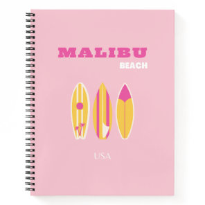Malibu, Malibu Beach, Preppy, Pink Notebook