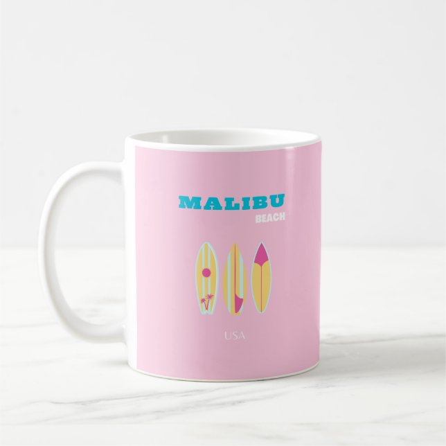 Malibu, Malibu Beach, Preppy, Preppy Girl, Pink Coffee Mug (Left)