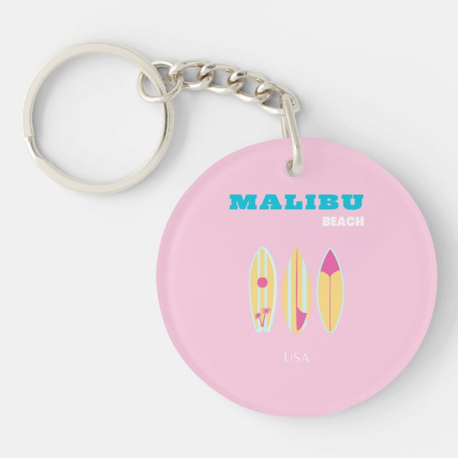 Malibu, Malibu Beach, Preppy, Preppy Girl, Pink Keychain (Front)