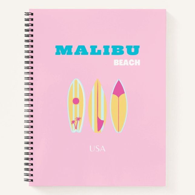 Malibu, Malibu Beach, Preppy, Preppy Girl, Pink Notebook (Front)