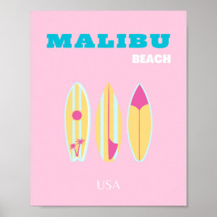 Malibu, Malibu Beach, Preppy, Preppy Girl, Pink Poster
