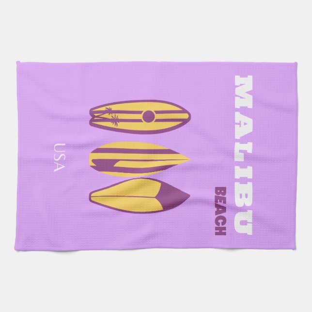 Malibu, Malibu Beach, Preppy, Preppy Girl, Purple Kitchen Towel (Horizontal)